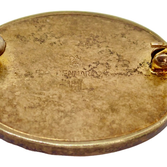 Hans Hansen Signed Denmark 985 GOLD 14K Enamel Flower Brooch Pin Golden 13 grams - Picture 11 of 15